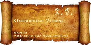 Klemanovics Vilmos névjegykártya
